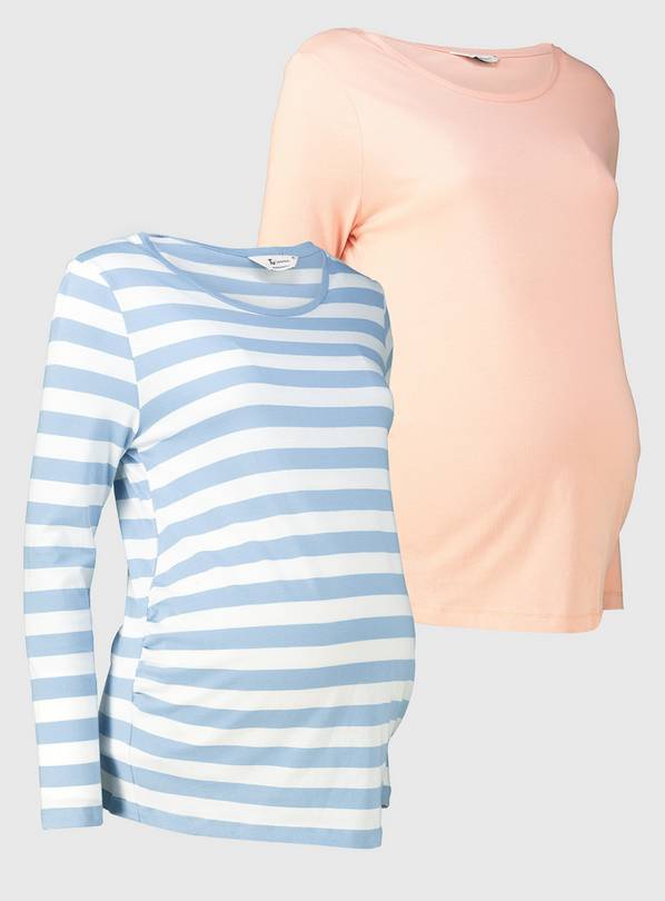 MATERNITY Blue Stripe & Pink Tops 2 Pack - 10
